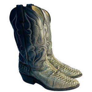 Vintage Abiline Gray Python Snakeskin Cowboy Boots Men Size 9.5 Made In USA